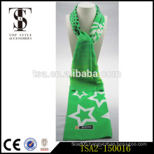 grass green color two sides white big star pattern silk scarf latest design